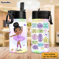 Personalized Gift For Granddaughter Self Care Sticker Kids Water Bottle With Straw Lid 27185 thumb 1