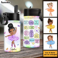 Personalized Gift For Granddaughter Self Care Sticker Kids Water Bottle With Straw Lid 27185 thumb 1