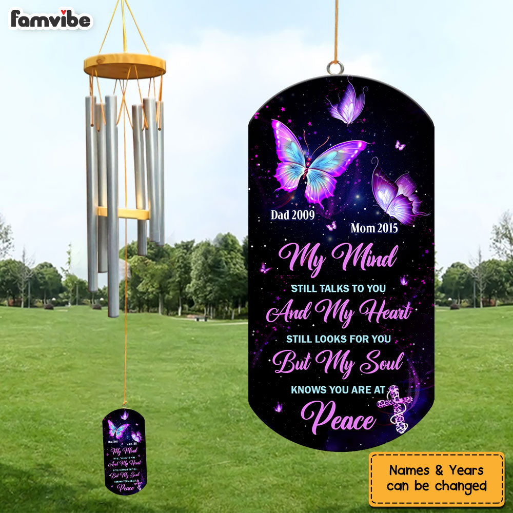 Personalized Memorial Gift Butterfly My Mind My Heart My Soul Wind Chimes 27189 Primary Mockup