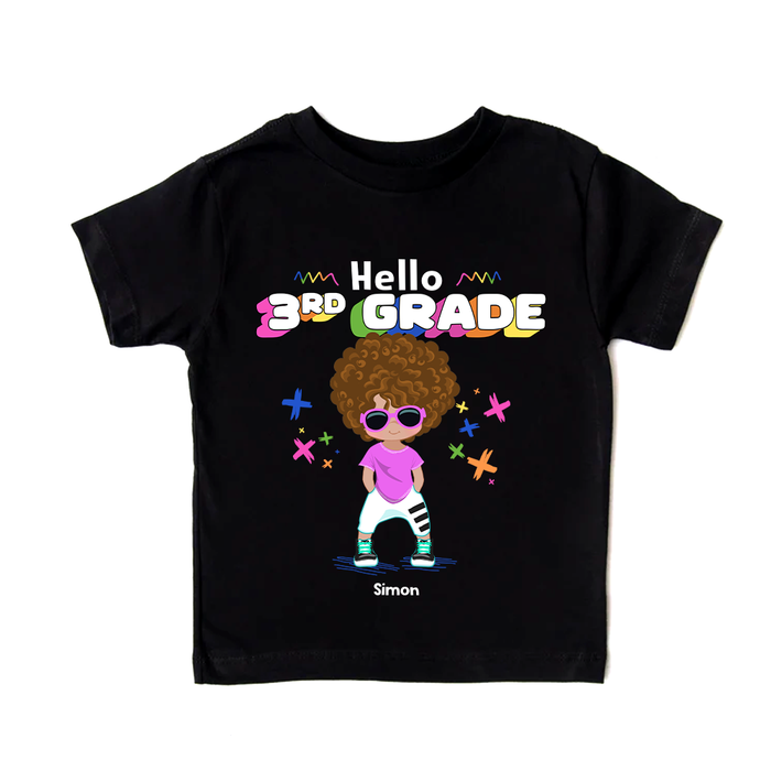 Personalized Gift For Son Grandson Hiphop Boy Hello 3rd Grade Kid T Shirt 27195 1