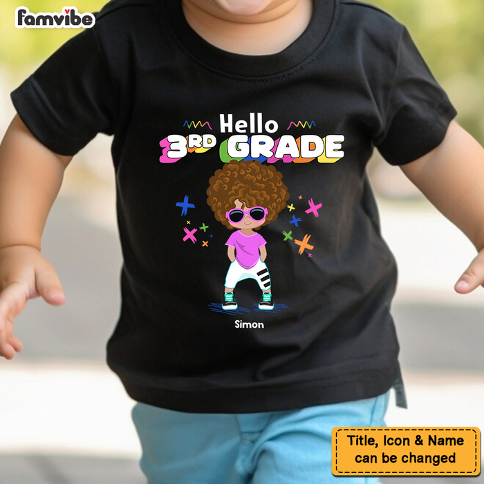 Personalized Gift For Son Grandson Hiphop Boy Hello 3rd Grade Kid T Shirt 27195 1