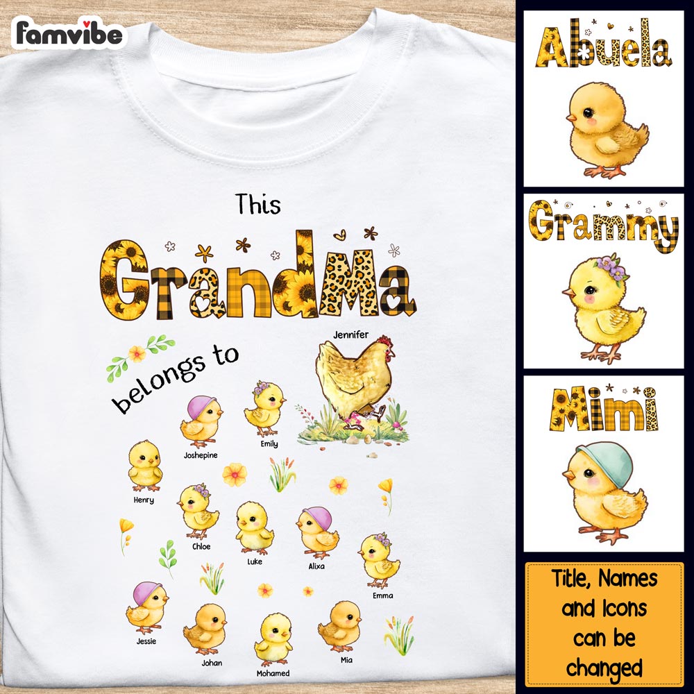 Personalized Shirt Chicken This Grandma Belongs To Birthday Gift For Nana, Grandma, Mom Shirt Hoodie Sweatshirt 27204 Primary Mockup