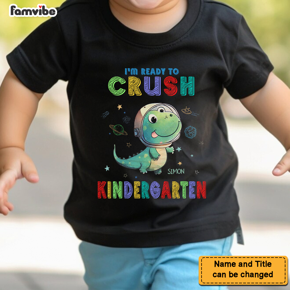 Personalized Gift For Grandson Dinosaur Galaxy Back To School Kid T Shirt 27207 Mockup Black