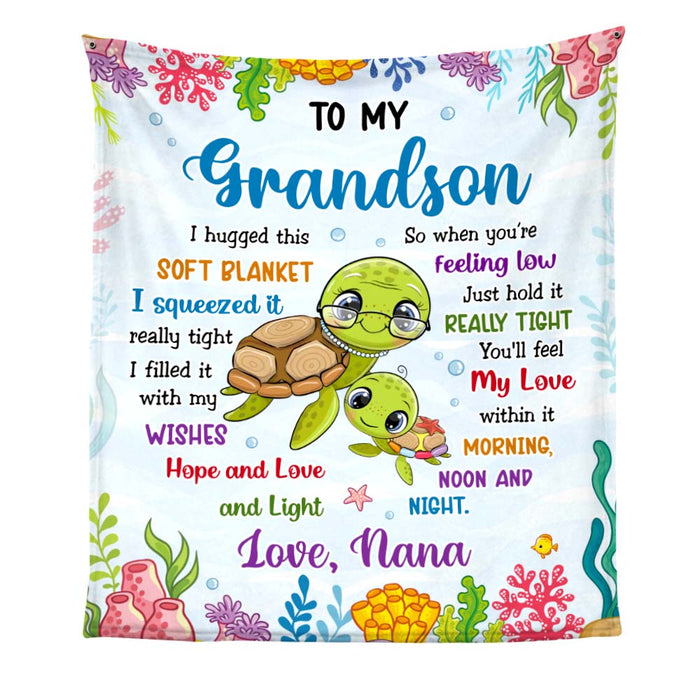 Personalized Gift For Grandson Turtle Hug This Blanket 27208 1