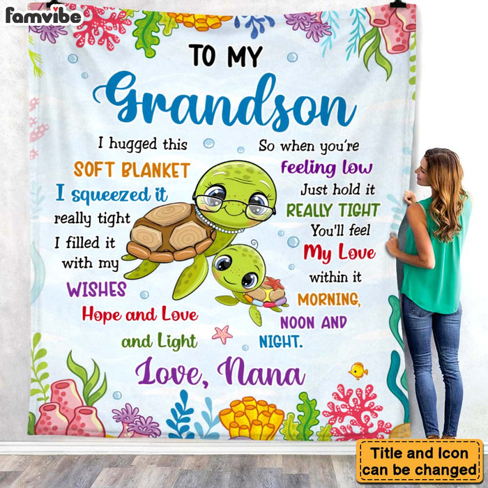 Personalized Gift For Grandson Turtle Hug This Blanket 27208 1