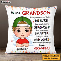 Personalized Gift For Grandson Braver Smarter Stronger Pillow 27220 thumb 1