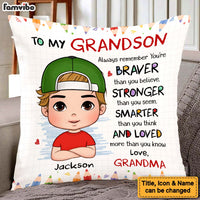 Personalized Gift For Grandson Braver Smarter Stronger Pillow 27220 thumb 1