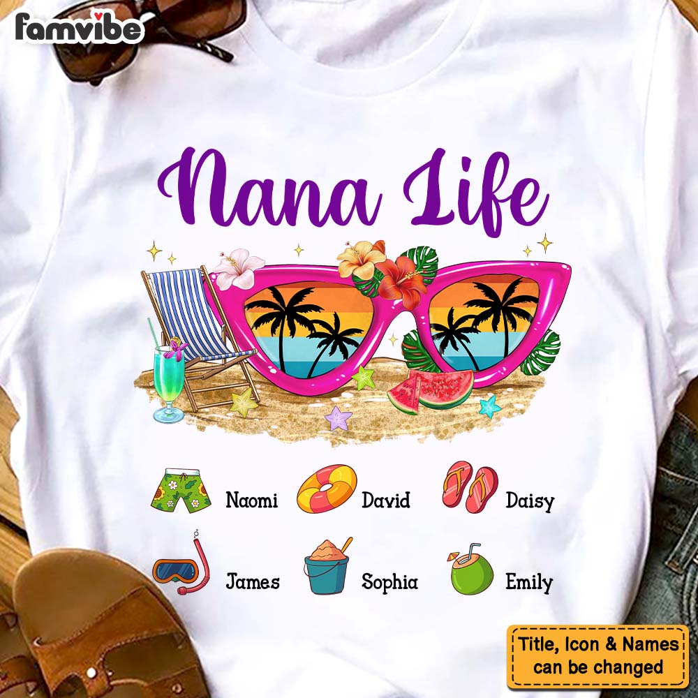 Personalized Gift For Grandma Life Sunglasses Beach Vibes Summer Vacation Shirt Hoodie Sweatshirt 27226 Primary Mockup