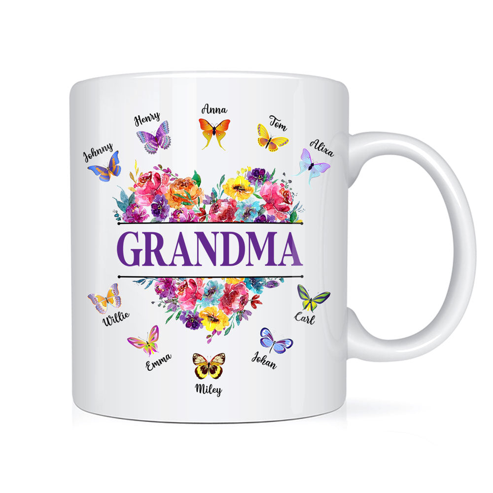 Personalized Gift For Grandma Colorful Flower Butterfly Mug 27231 Primary Mockup