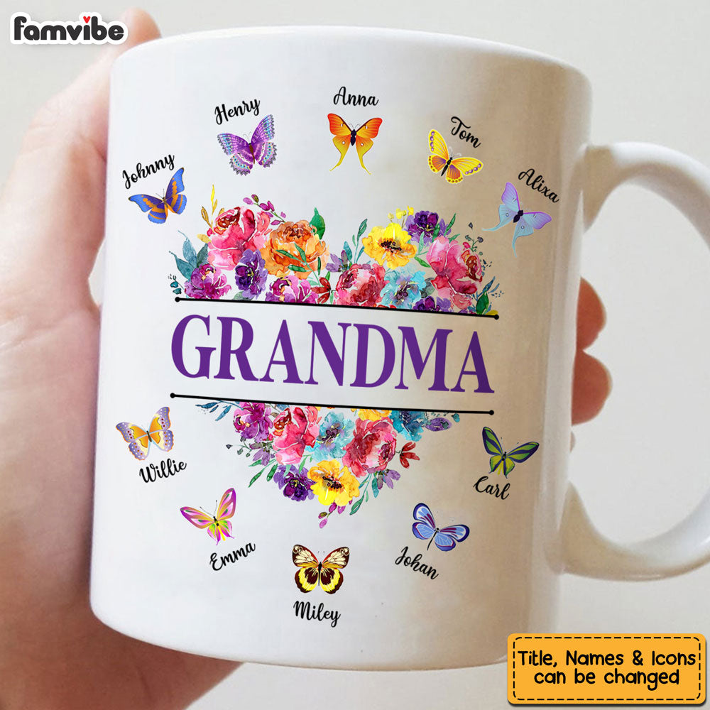 Personalized Gift For Grandma Colorful Flower Butterfly Mug 27231 Primary Mockup