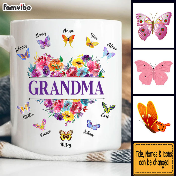 Personalized Gift For Grandma Colorful Flower Butterfly Mug 27231 1