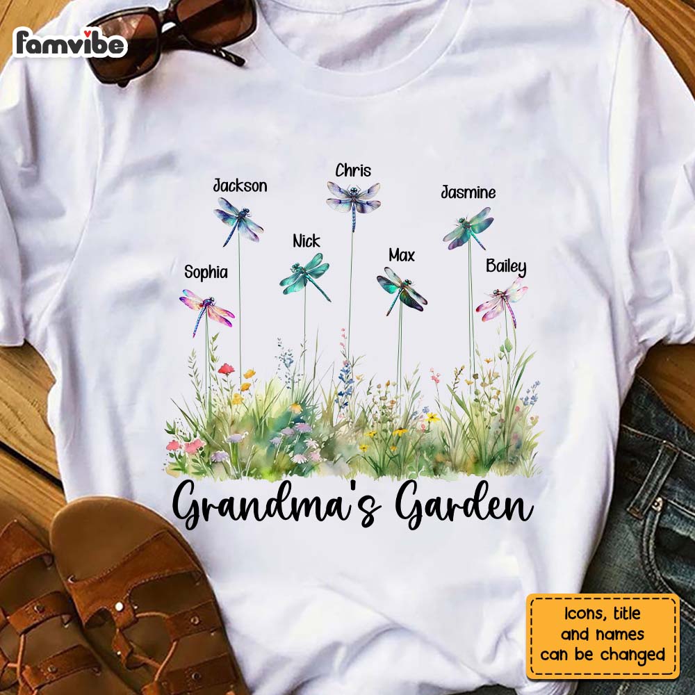 Personalized Gift For Grandma Dragonfly Grandma's Garden Shirt Hoodie Sweatshirt 27233 Primary Mockup
