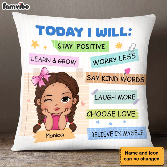 Personalized Gift For Granddaughter Today I Will Stay Positive Pillow 27234 1