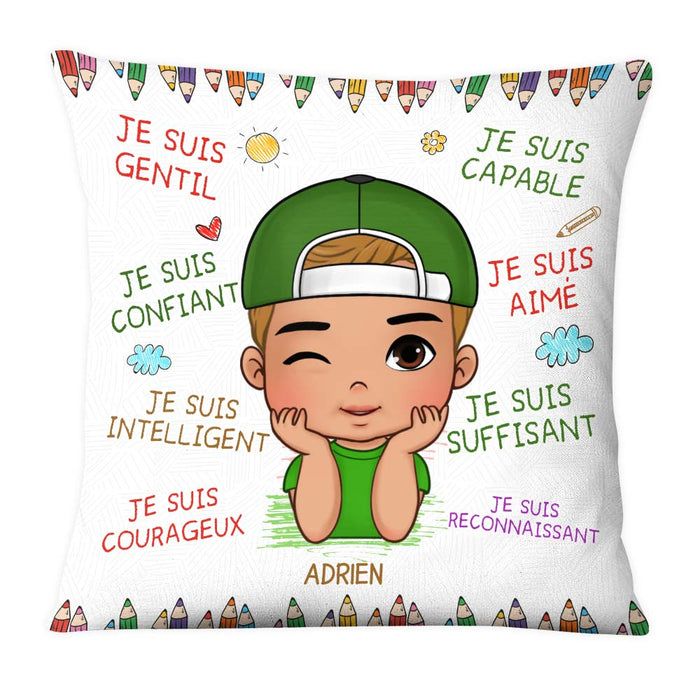 Personalized Gift For Grandson French Je Suis Gentil Pillow 27240 1