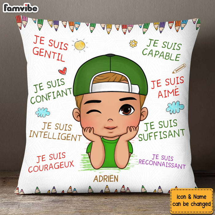 Personalized Gift For Grandson French Je Suis Gentil Pillow 27240 1