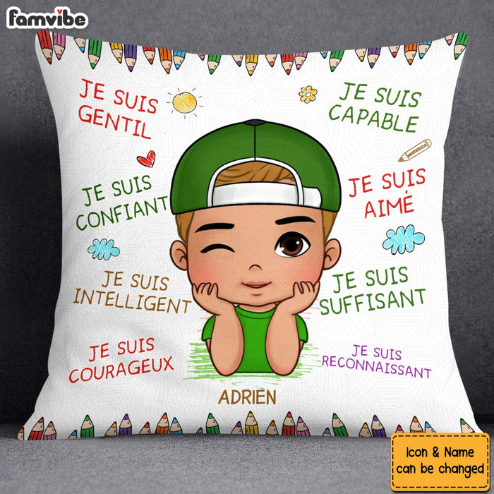 Personalized Gift For Grandson French Je Suis Gentil Pillow 27240 1