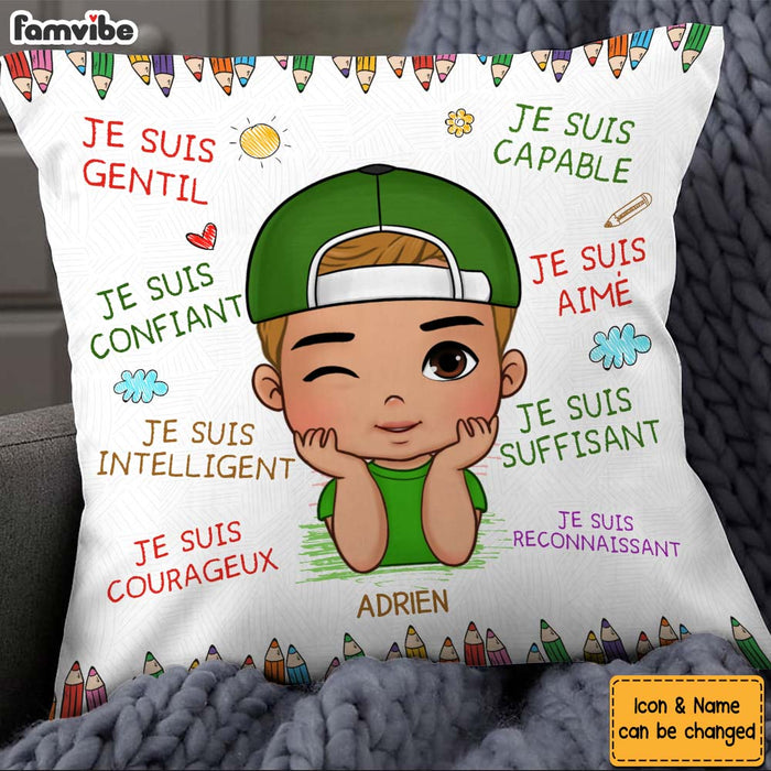 Personalized Gift For Grandson French Je Suis Gentil Pillow 27240 1