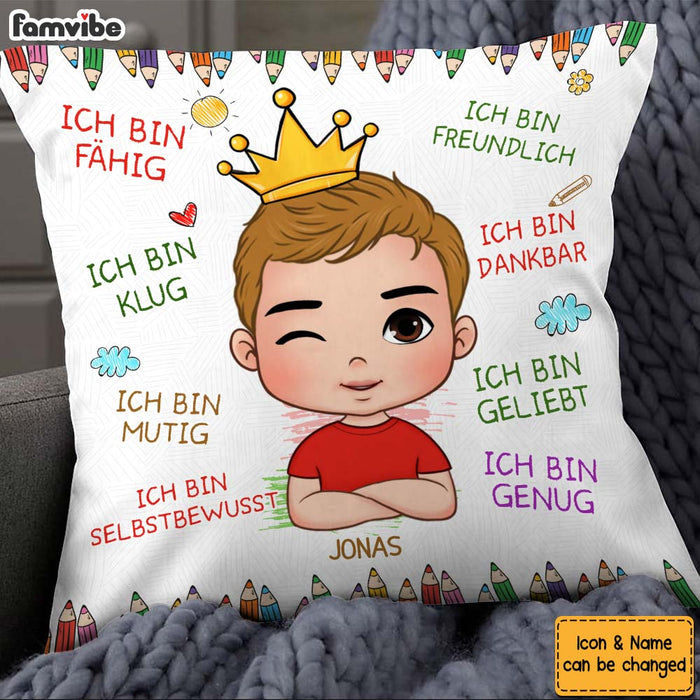 Personalized Gift For Grandson German Ich Bin Freundlich Pillow 27241 1