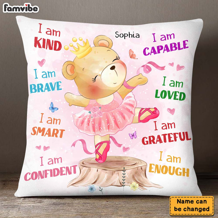 Personalized Gift For Granddaughter I Am Cute Ballerina Bear Pillow 27242 1