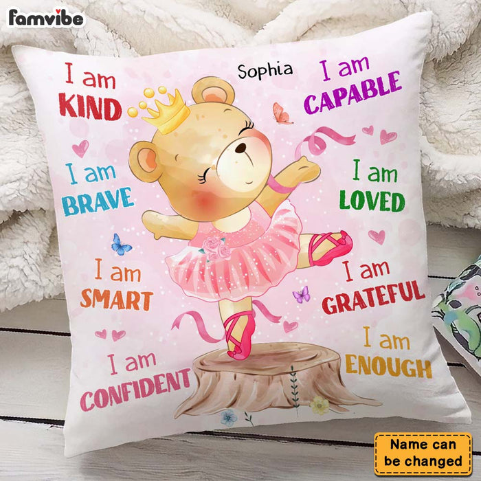 Personalized Gift For Granddaughter I Am Cute Ballerina Bear Pillow 27242 1