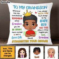Personalized Gift For Grandson Straighten Your Crown Pillow 27243 thumb 1