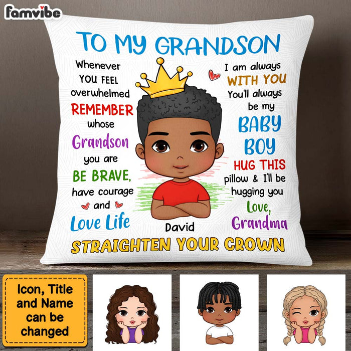 Personalized Gift For Grandson Straighten Your Crown Pillow 27243 1