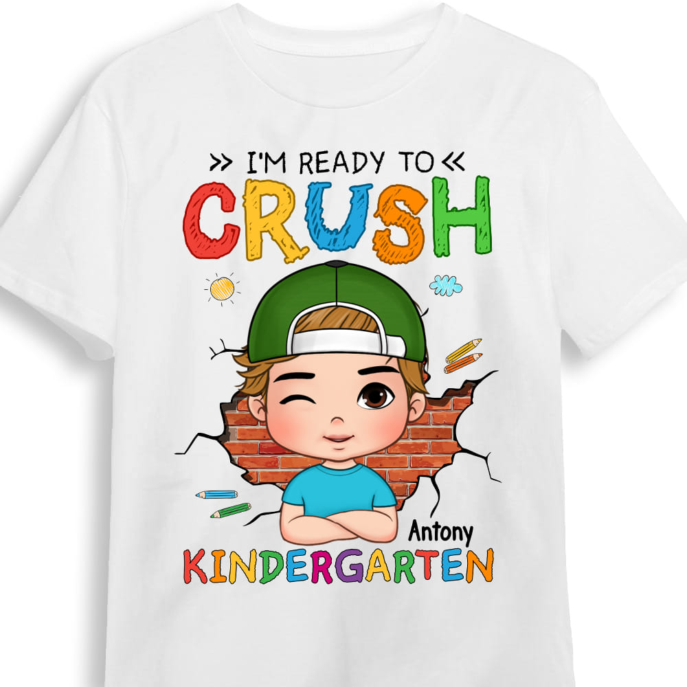 Personalized Gift For Grandson Ready To Crush Kindergarten Kid T Shirt 27249 Mockup White