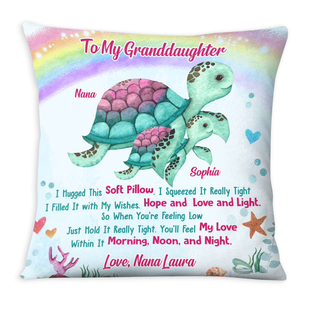 Personalized Gift For Granddaughter Turtle Rainbow Hug This Pillow 27260 Primary Mockup