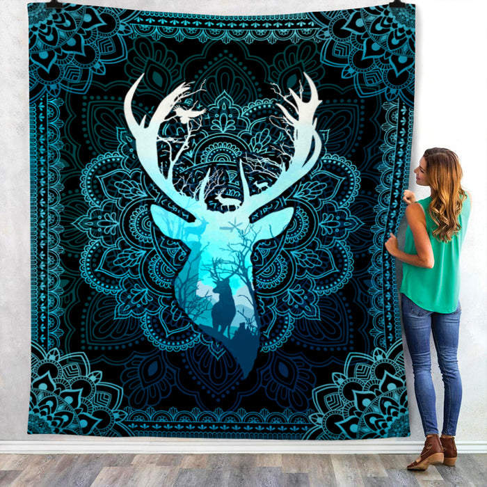 Deer Hunting Mandala Fleece Blanket JN294 81O57 1