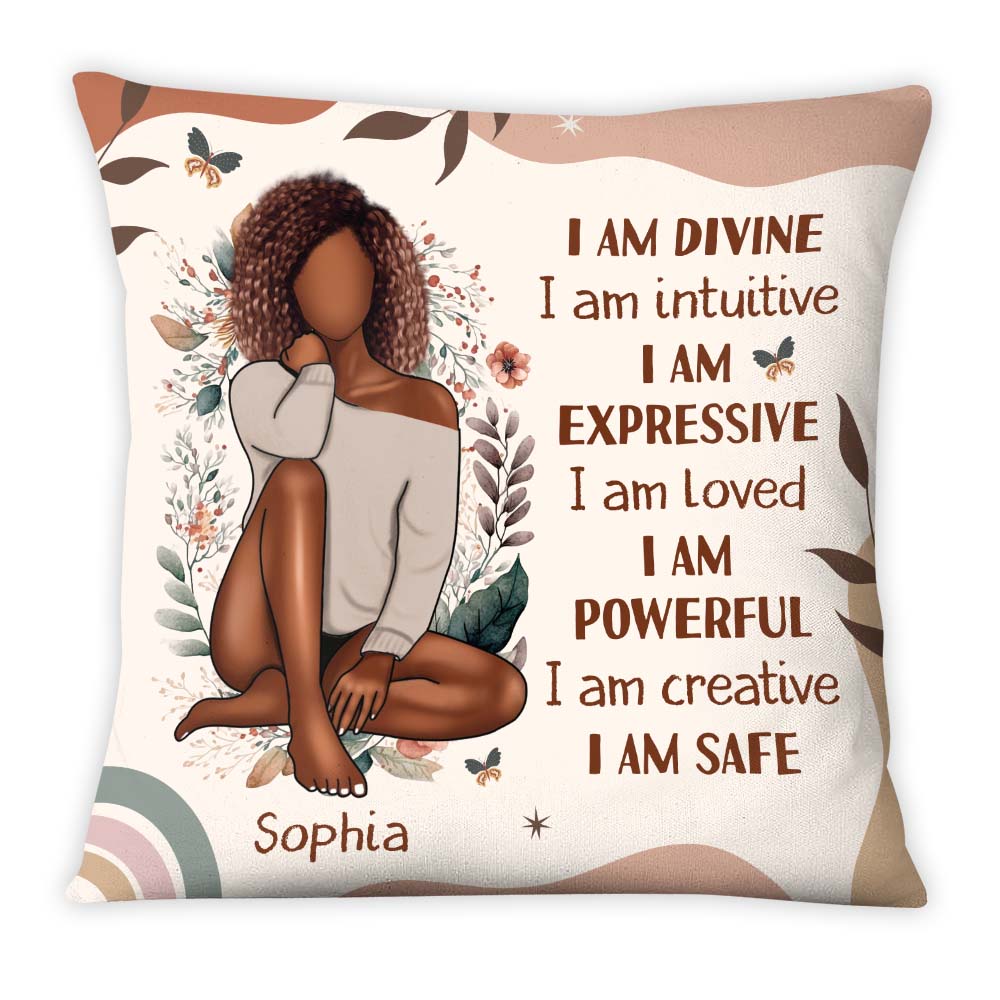 Personalized Gift for Daughter I Am Divine Affirmation Pillow 27271 Primary Mockup
