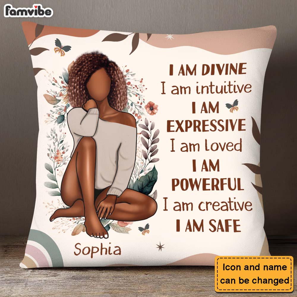 Personalized Gift for Daughter I Am Divine Affirmation Pillow 27271 Primary Mockup