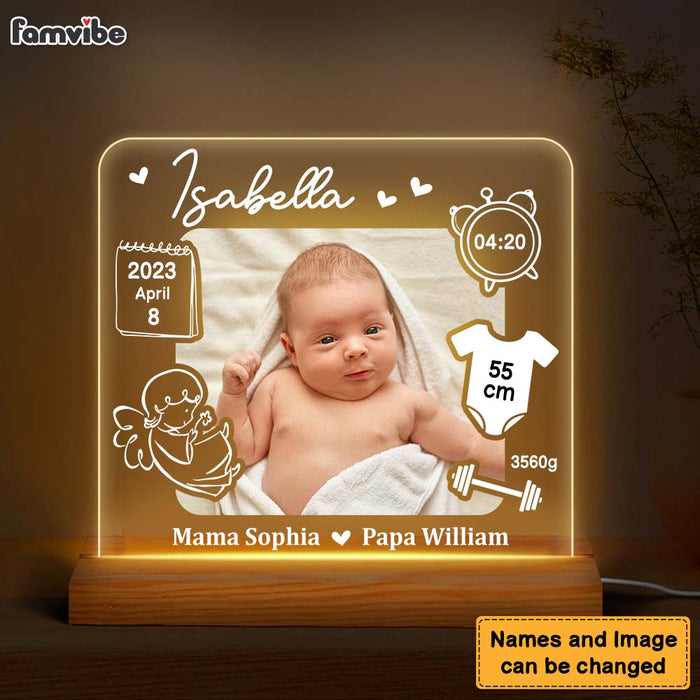 Personalized Gift For Daughter New Mom Baby Newborn Upload Photo Plaque LED Lamp Night Light 27274 1