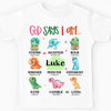 Personalized Christian Gift For Grandson Dinosaur God Says I Am Kid T Shirt 27276 1