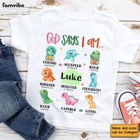 Personalized Christian Gift For Grandson Dinosaur God Says I Am Kid T Shirt 27276 thumb 1