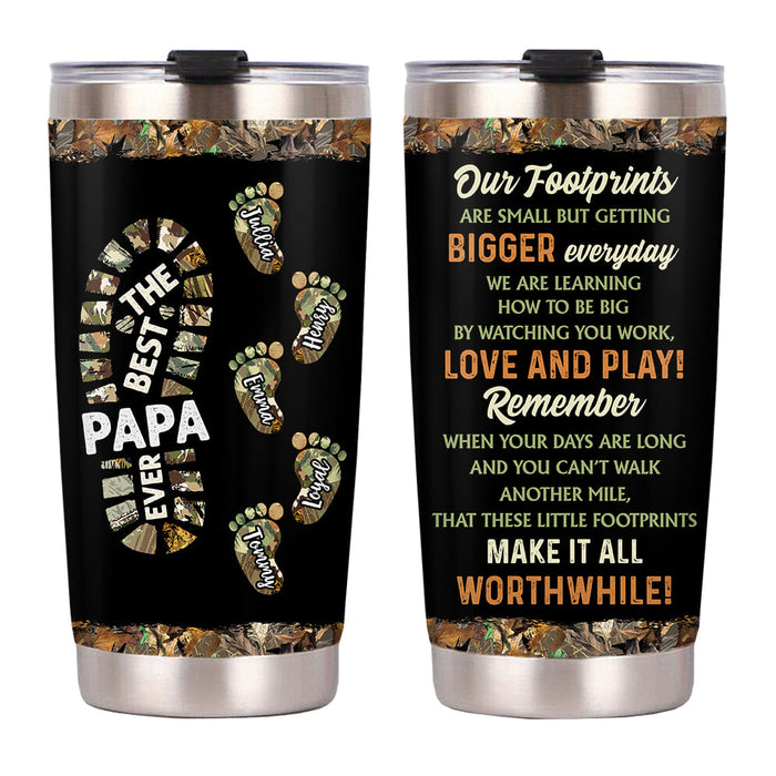 Personalized Gift For Grandpa For Papa Foot Print Steel Tumbler 27289 1