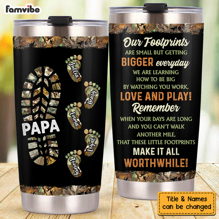 Personalized Gift For Grandpa For Papa Foot Print Steel Tumbler 27289 1