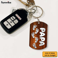 Personalized Gift For Grandpa For Papa Kids Foot Aluminum Keychain 27299 thumb 1