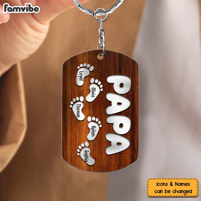 Personalized Gift For Grandpa For Papa Kids Foot Aluminum Keychain 27299 1