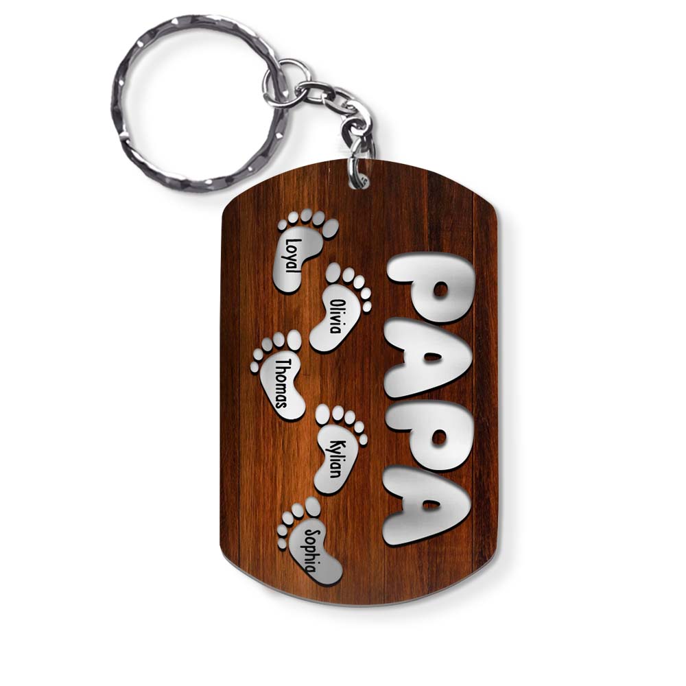 Personalized Gift For Grandpa For Papa Kids Foot Aluminum Keychain 27299 Primary Mockup