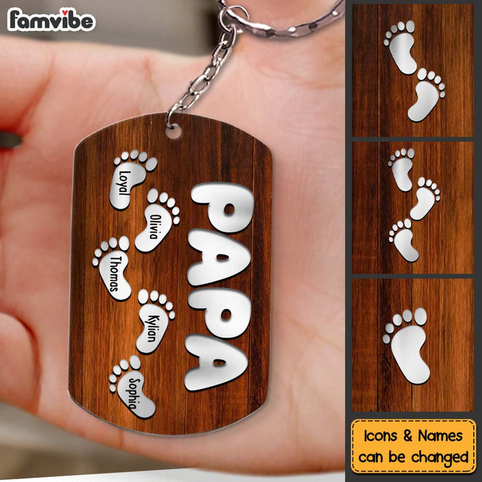 Personalized Gift For Grandpa For Papa Kids Foot Aluminum Keychain 27299 1