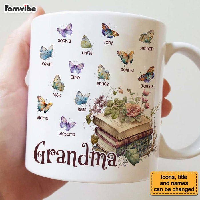 Personalized Gift For Grandma Floral Book Butterfiles Mug 27304 1
