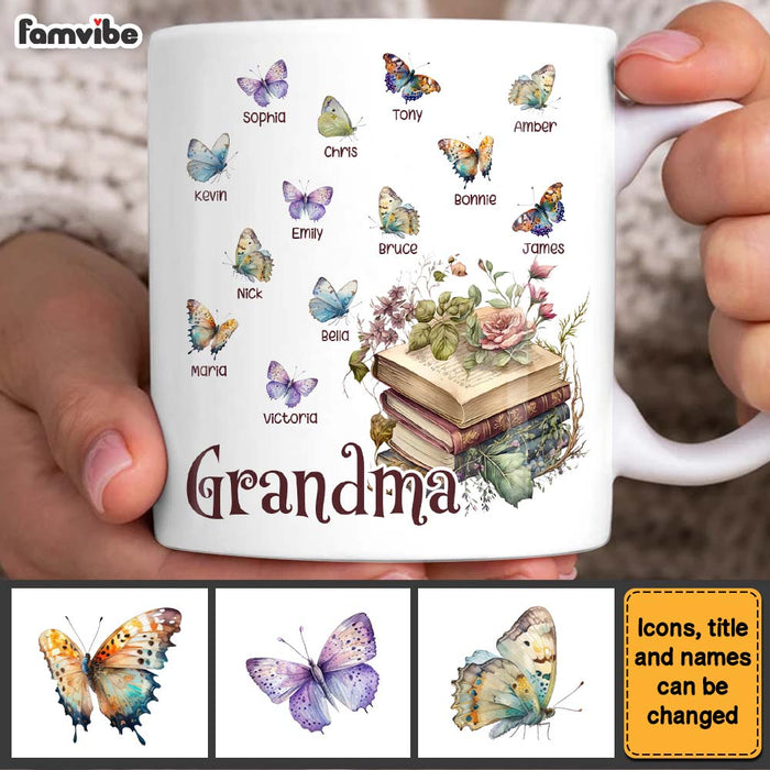 Personalized Gift For Grandma Floral Book Butterfiles Mug 27304 1