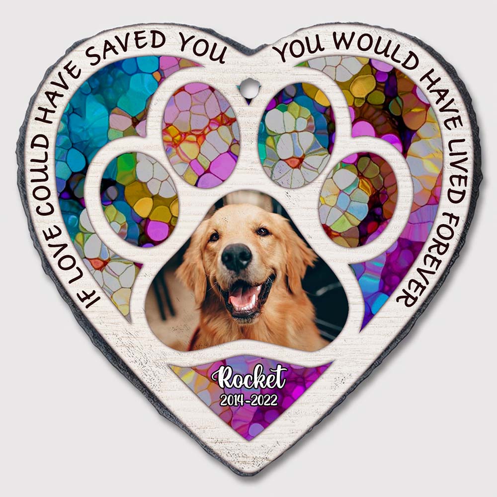 Personalized Gift For Loss Dog Pet Memorial Upload Photo You Would Have Lived Forever Heart Memorial Slate 27307 Primary Mockup