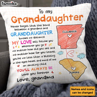 Personalized Gift For Long Distance Granddaughter No Matter Where Pillow 27308 thumb 1
