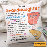 Personalized Gift For Long Distance Granddaughter No Matter Where Pillow 27308 thumb 1