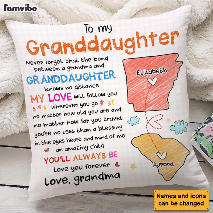 Personalized Gift For Long Distance Granddaughter No Matter Where Pillow 27308 1