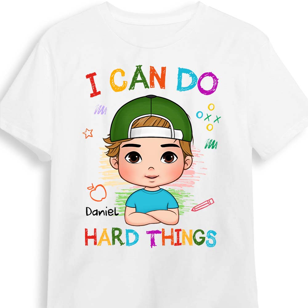 Personalized Gift For Grandson Affirmation I Can Do Hard Things Kid T Shirt 27315 Mockup Black