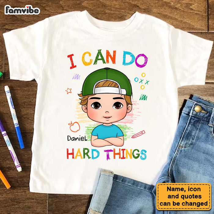 Personalized Gift For Grandson Affirmation I Can Do Hard Things Kid T Shirt 27315 1