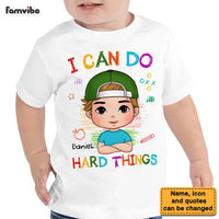Personalized Gift For Grandson Affirmation I Can Do Hard Things Kid T Shirt 27315 thumb 1