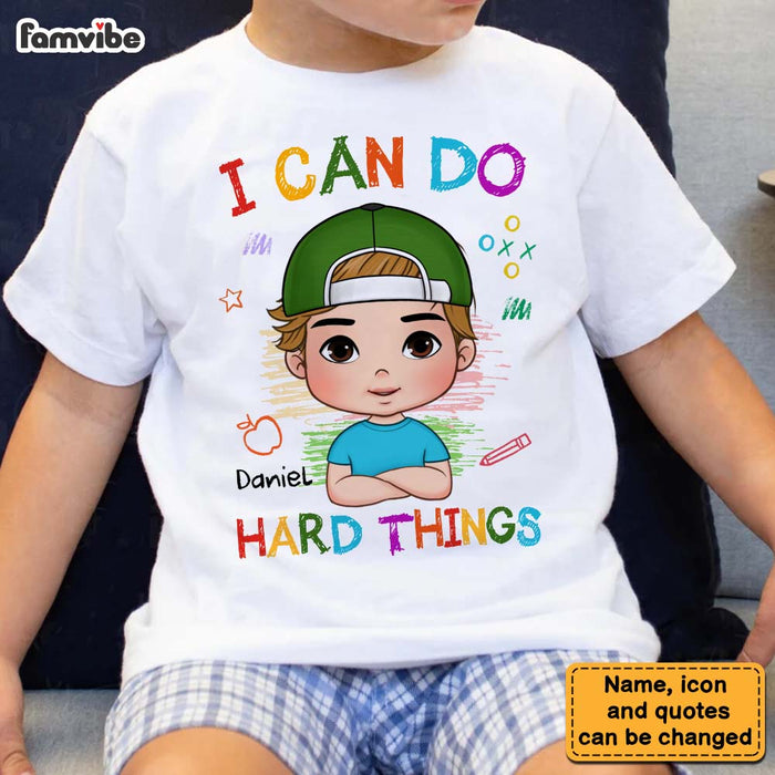 Personalized Gift For Grandson Affirmation I Can Do Hard Things Kid T Shirt 27315 1